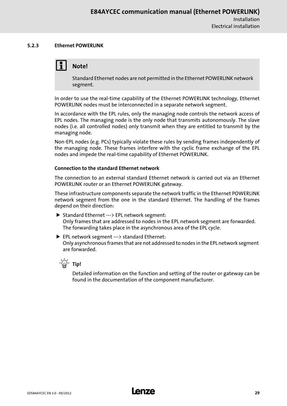 3 ethernet powerlink, Ethernet powerlink | Lenze E84AYCEC User Manual | Page 29 / 89