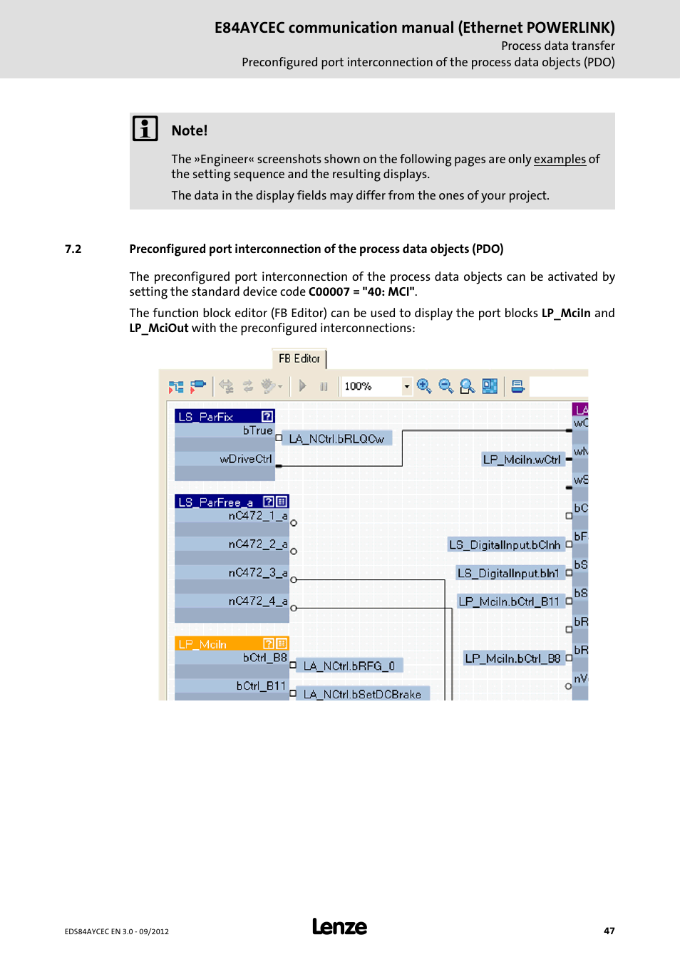 Lenze E84AYCEC User Manual | Page 47 / 89