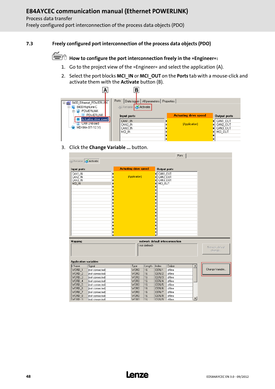 Lenze E84AYCEC User Manual | Page 48 / 89
