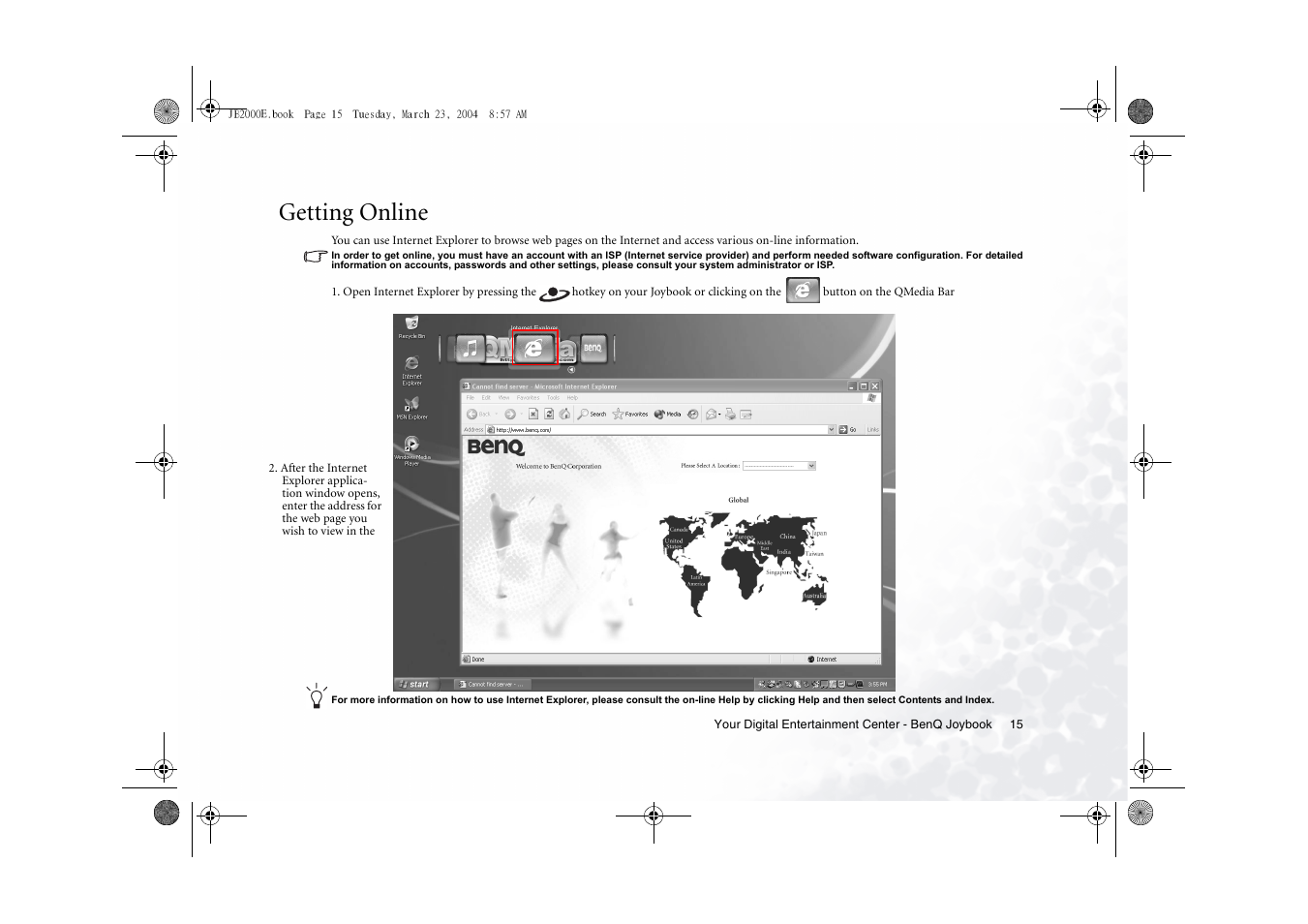 Getting online | BenQ Joybook 2000 Series User Manual | Page 19 / 38