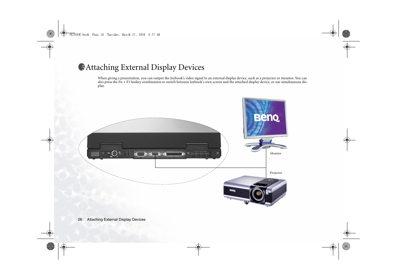 Attaching external display devices | BenQ Joybook 2000 Series User Manual | Page 30 / 38