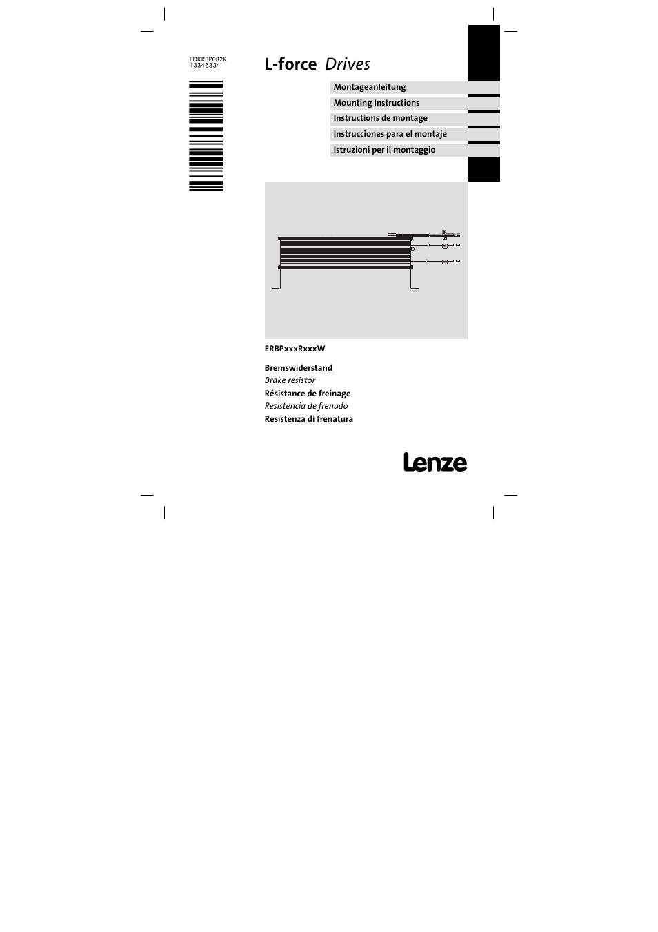 Lenze ERBPxxxRxxxx Brake resistor 200W-300W User Manual | 134 pages