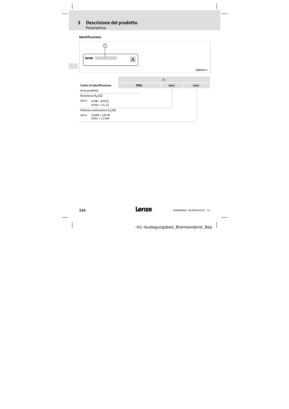 3descrizione del prodotto | Lenze ERBPxxxRxxxx Brake resistor 200W-300W User Manual | Page 116 / 134