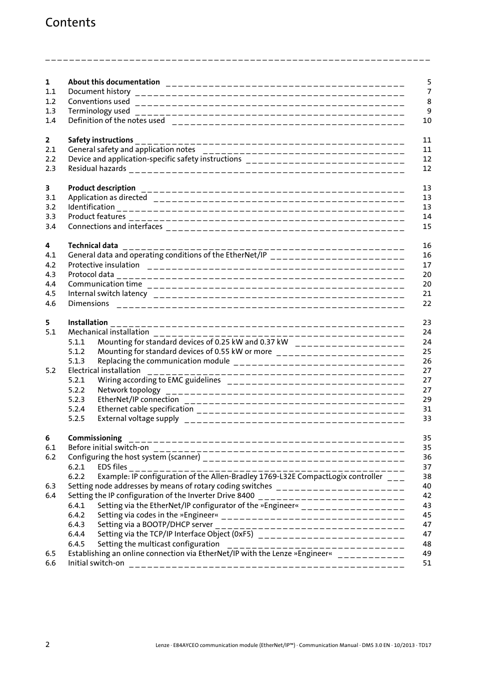Lenze E84AYCEO User Manual | Page 2 / 165