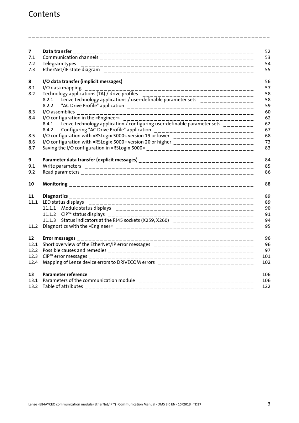 Lenze E84AYCEO User Manual | Page 3 / 165