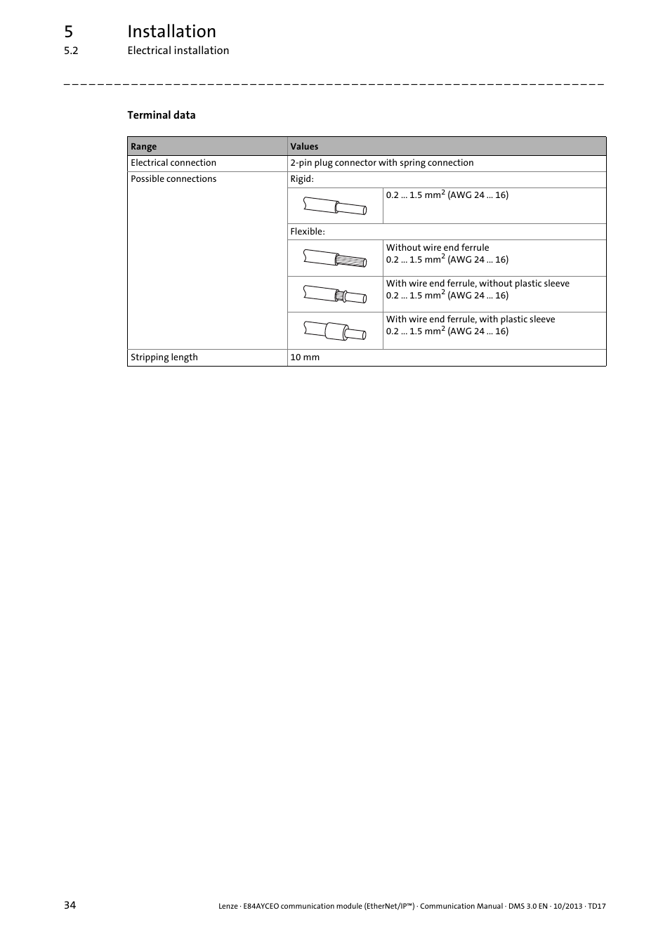 5installation | Lenze E84AYCEO User Manual | Page 34 / 165