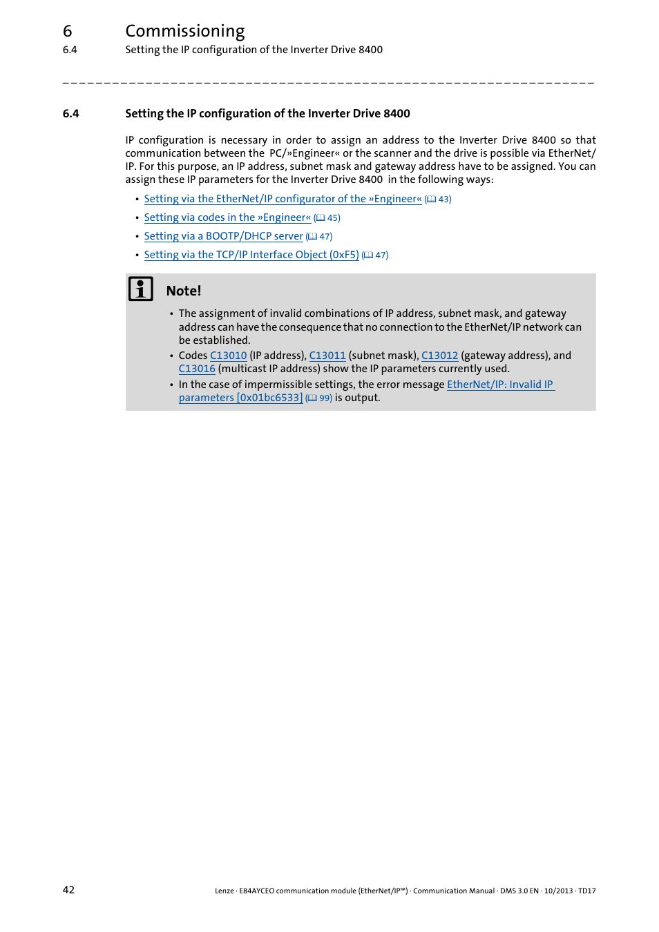 6commissioning | Lenze E84AYCEO User Manual | Page 42 / 165