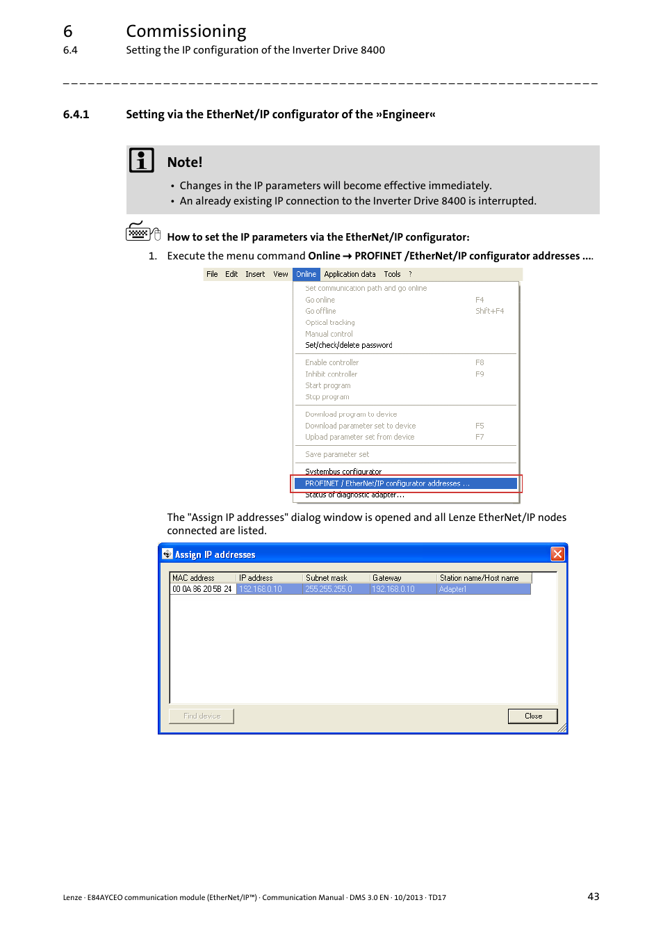6commissioning | Lenze E84AYCEO User Manual | Page 43 / 165