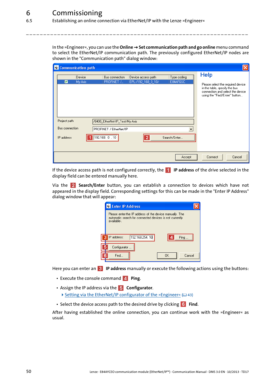 6commissioning | Lenze E84AYCEO User Manual | Page 50 / 165