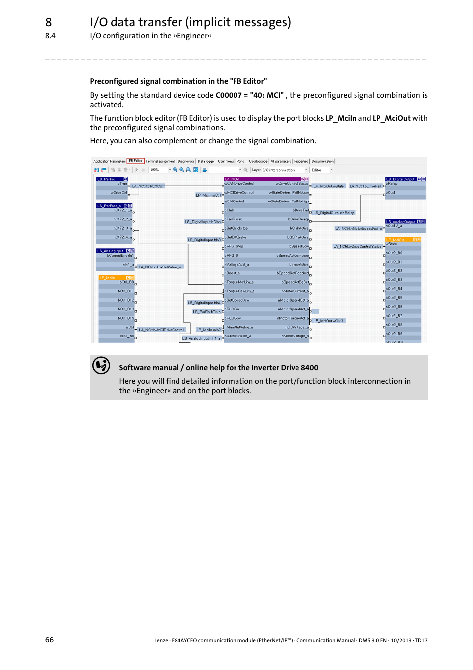 8i/o data transfer (implicit messages) | Lenze E84AYCEO User Manual | Page 66 / 165
