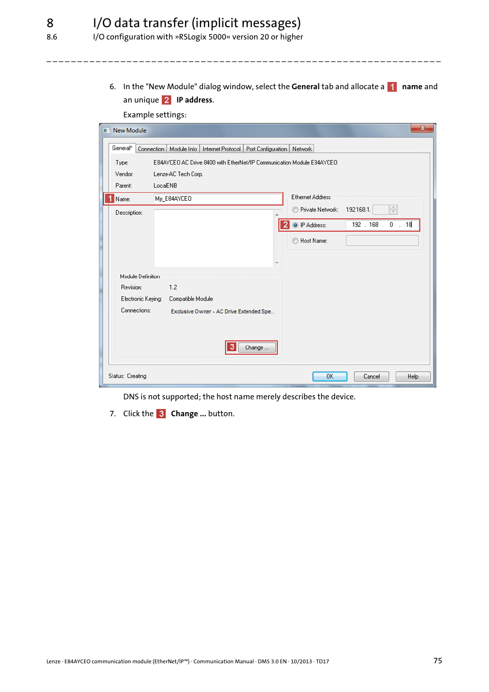 8i/o data transfer (implicit messages) | Lenze E84AYCEO User Manual | Page 75 / 165