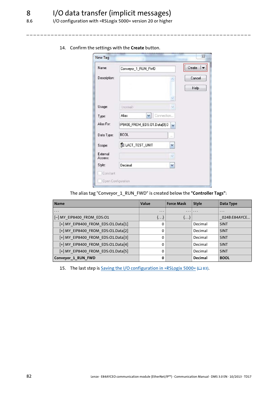 8i/o data transfer (implicit messages) | Lenze E84AYCEO User Manual | Page 82 / 165