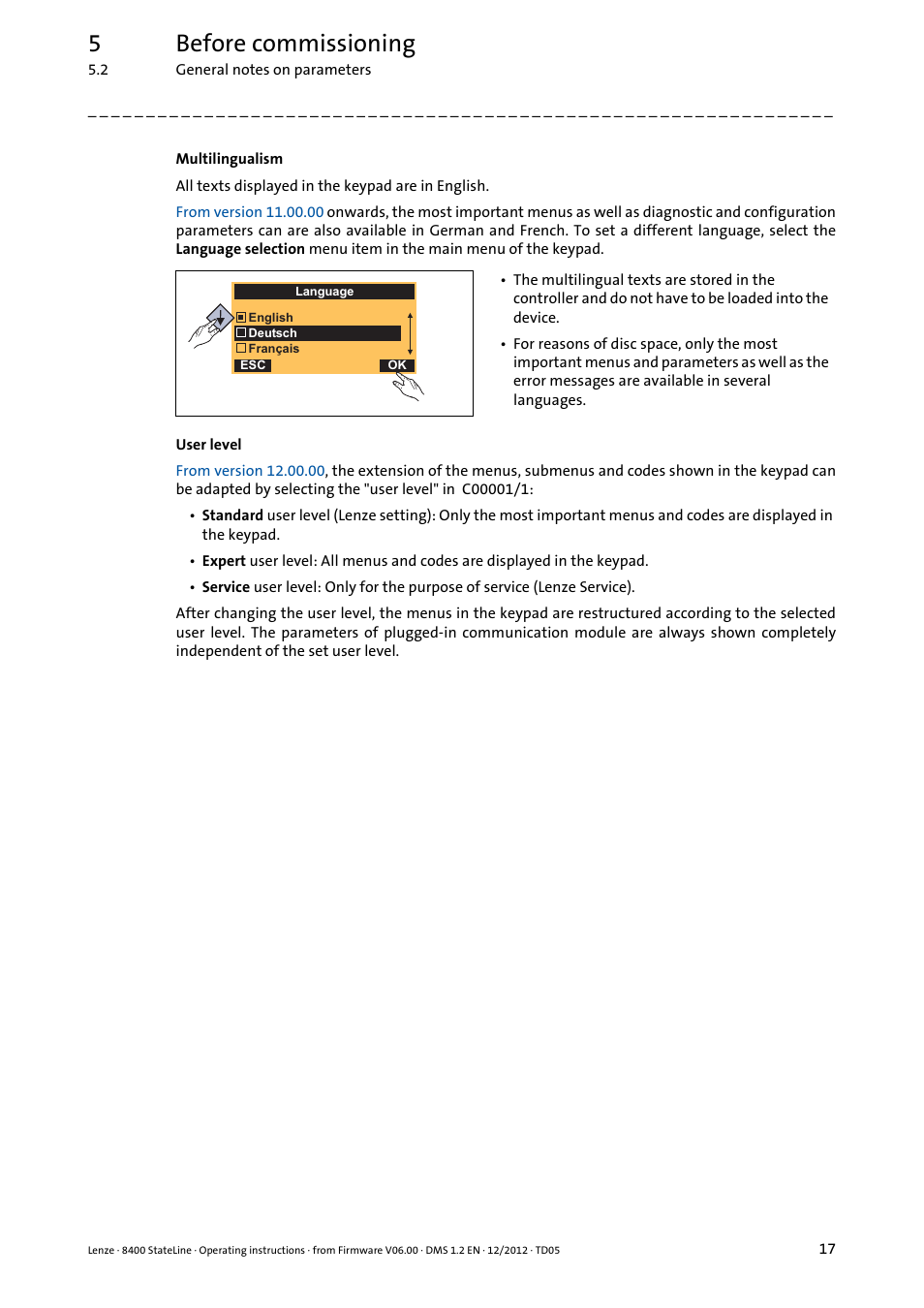 5before commissioning | Lenze E84AVSCx 8400 StateLine C User Manual | Page 17 / 76