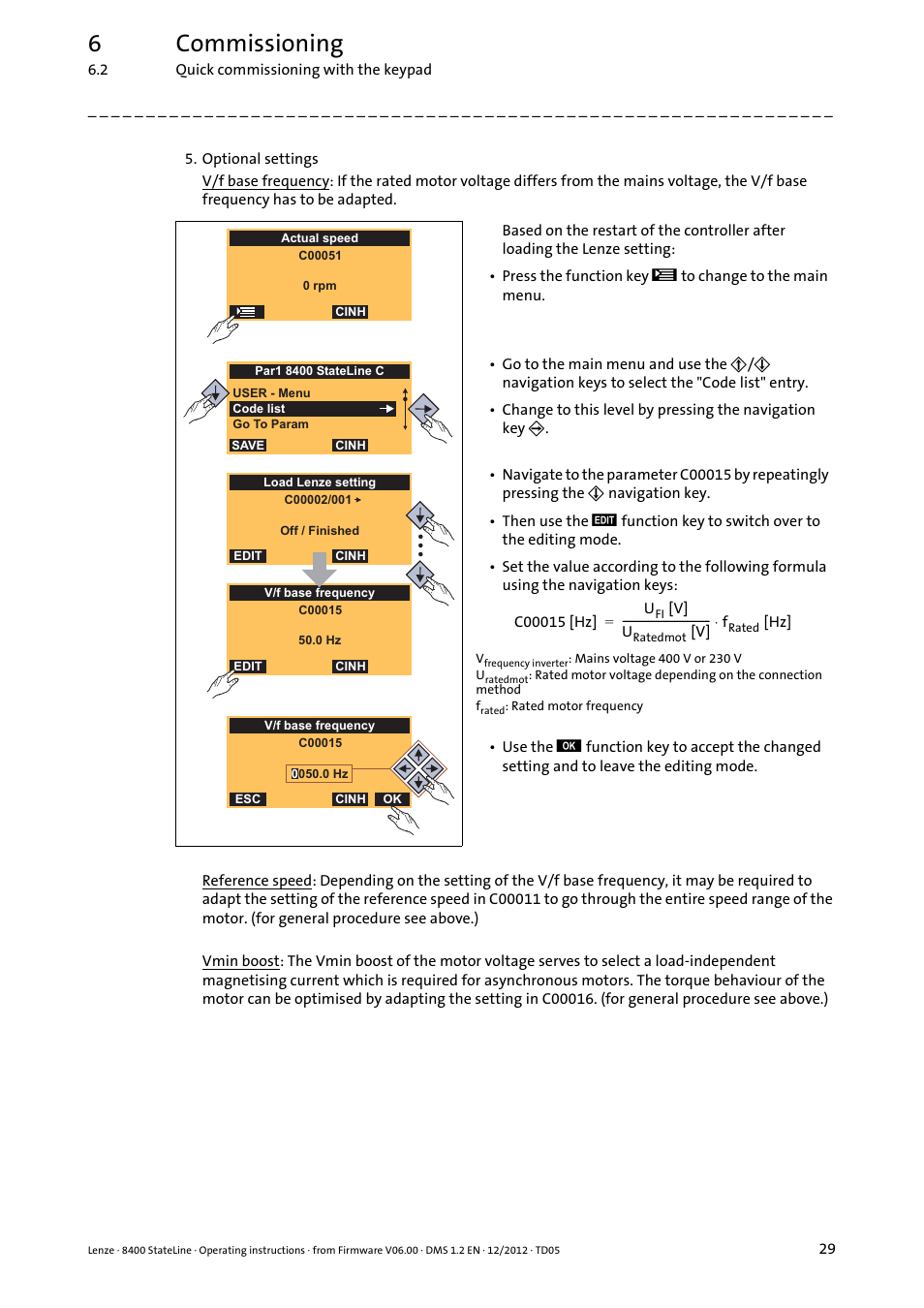 6commissioning | Lenze E84AVSCx 8400 StateLine C User Manual | Page 29 / 76
