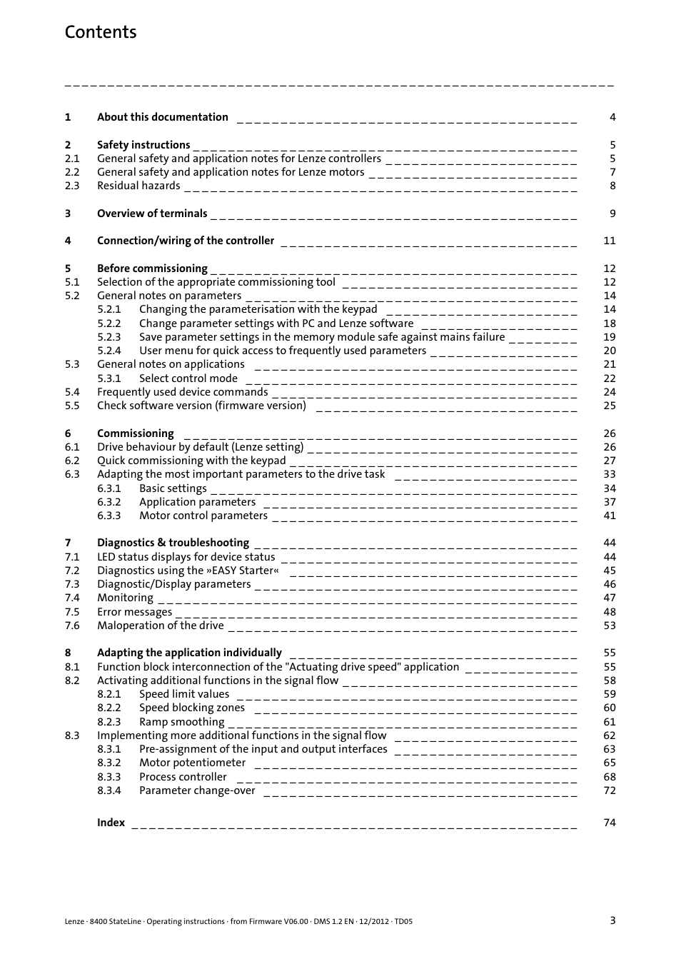 Lenze E84AVSCx 8400 StateLine C User Manual | Page 3 / 76