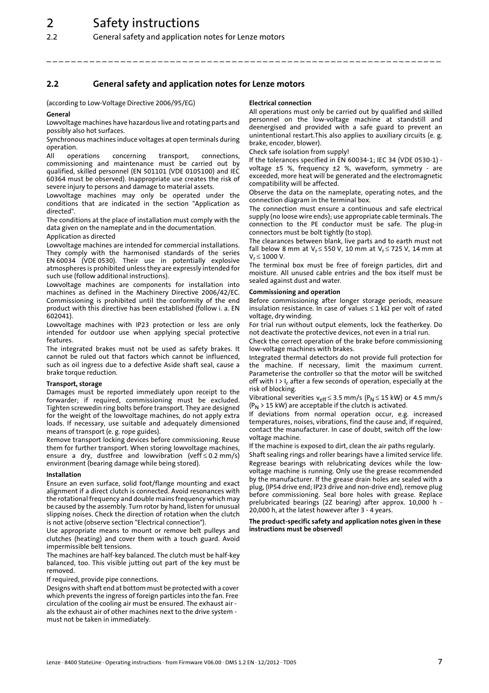 2safety instructions | Lenze E84AVSCx 8400 StateLine C User Manual | Page 7 / 76