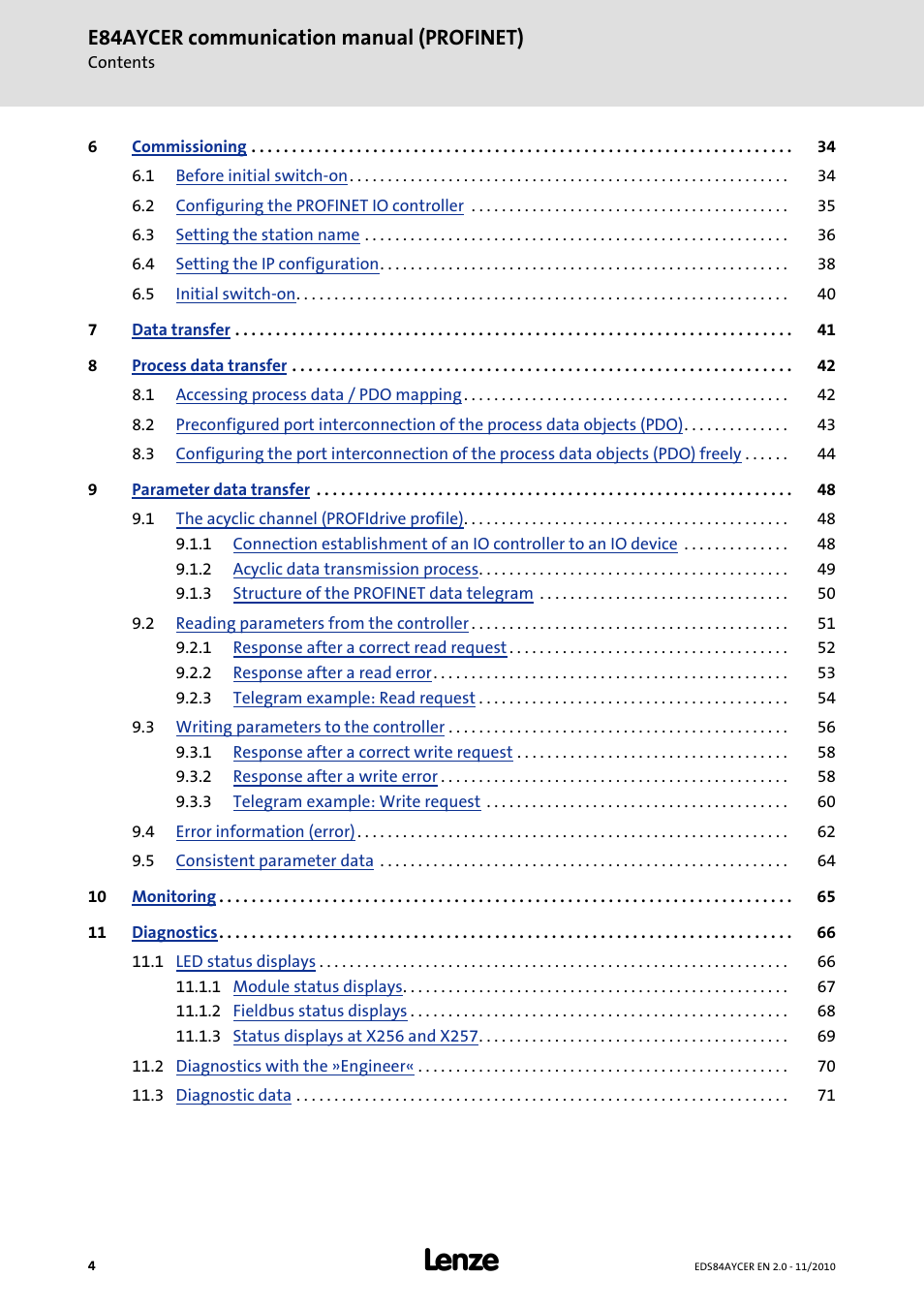 E84aycer communication manual (profinet) | Lenze E84AYCER User Manual | Page 4 / 94