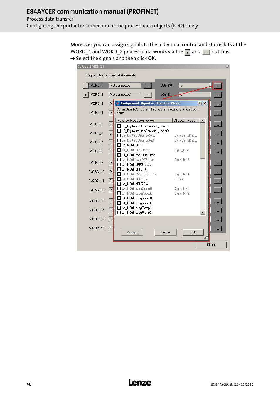 Lenze E84AYCER User Manual | Page 46 / 94