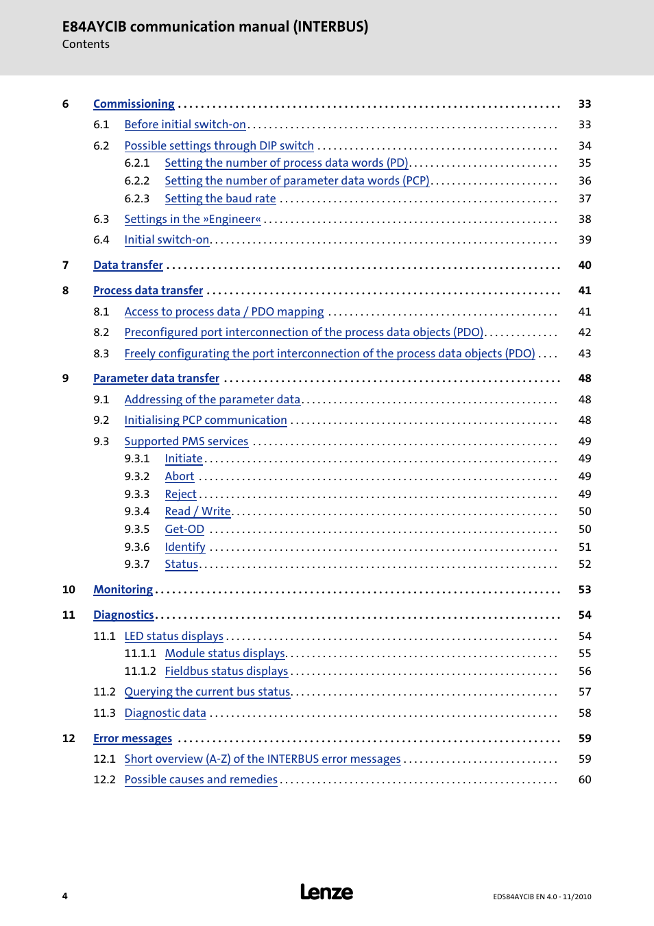 E84aycib communication manual (interbus) | Lenze E84AYCIB User Manual | Page 4 / 75
