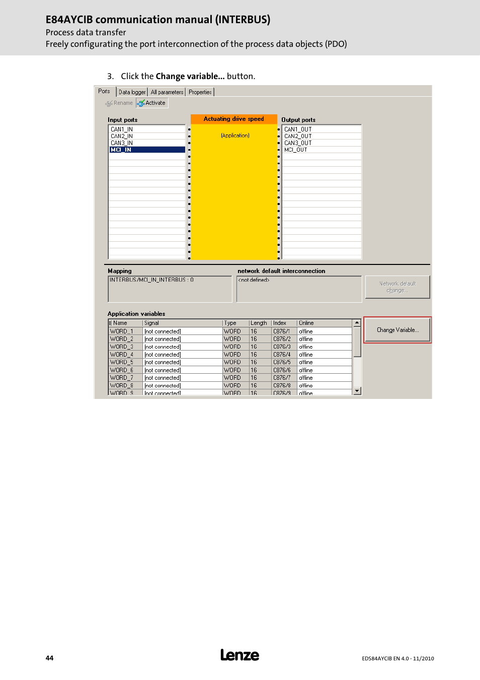Lenze E84AYCIB User Manual | Page 44 / 75
