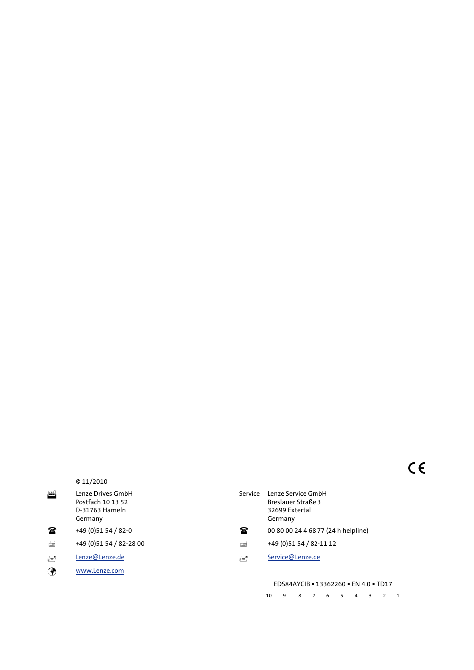 Lenze E84AYCIB User Manual | Page 75 / 75