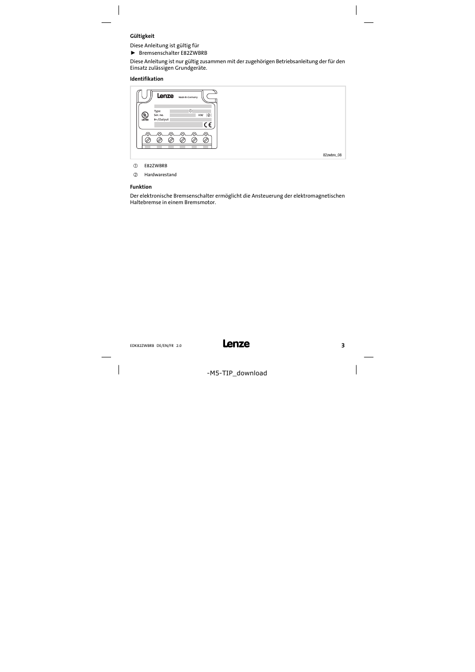 Gültigkeit | Lenze E82ZWBRB User Manual | Page 3 / 48