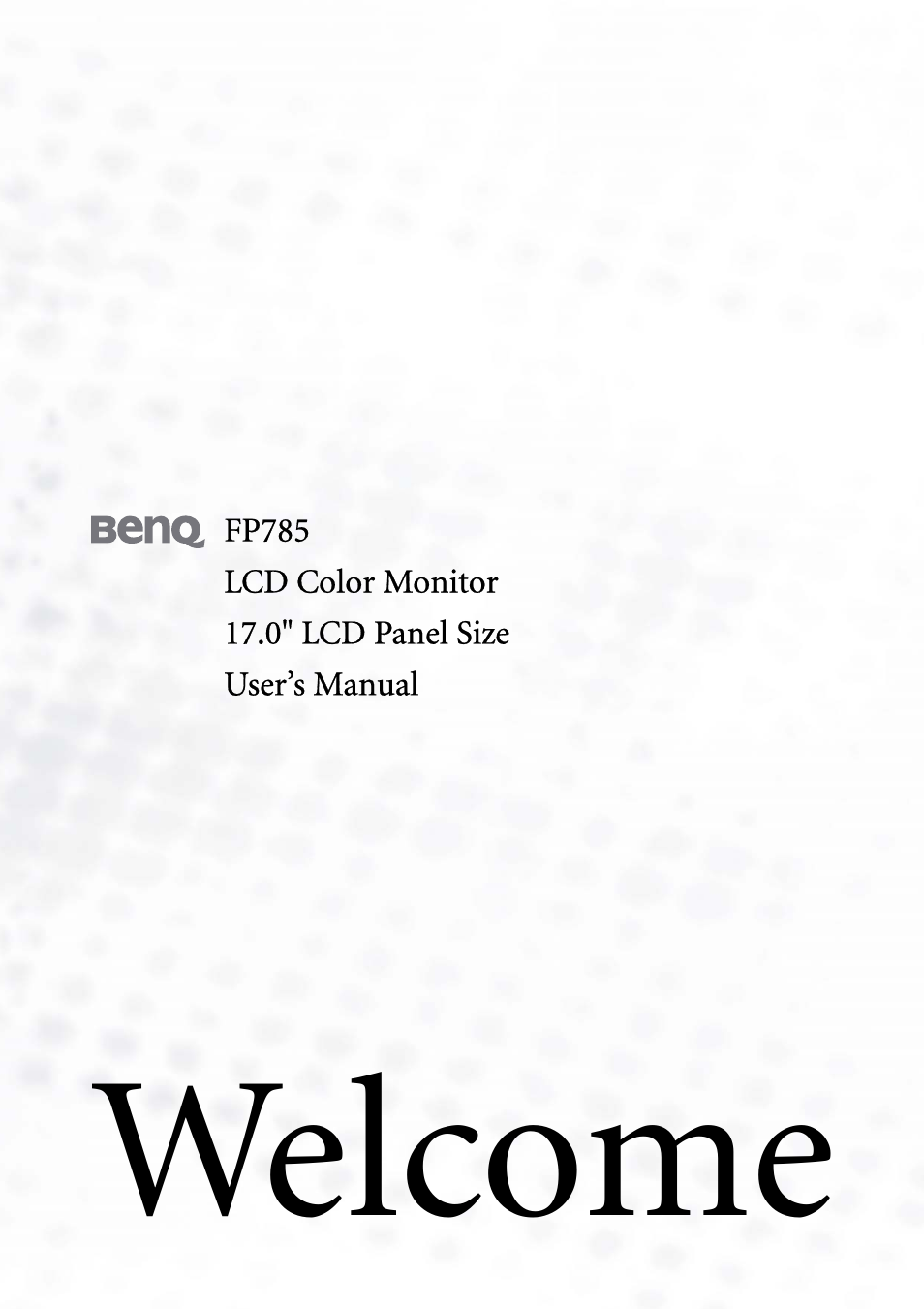 BenQ FP785 User Manual | 56 pages