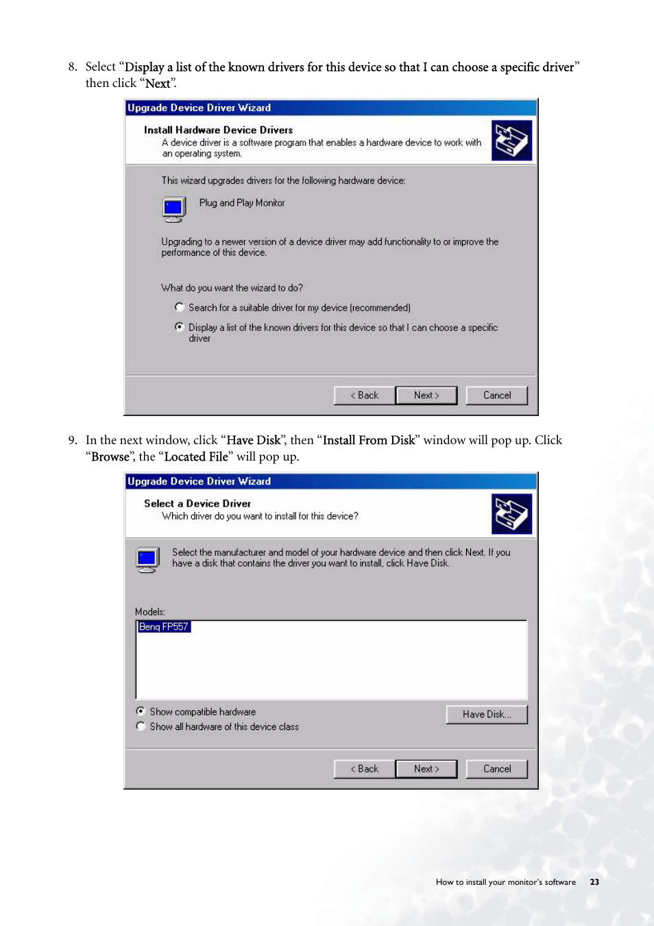 BenQ FP785 User Manual | Page 23 / 56