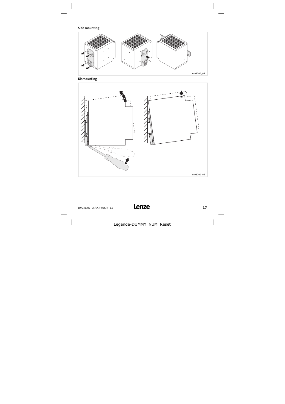 Lenze EZVxx00−001 Power supply unit AC 400V 5A-20A User Manual | Page 17 / 64