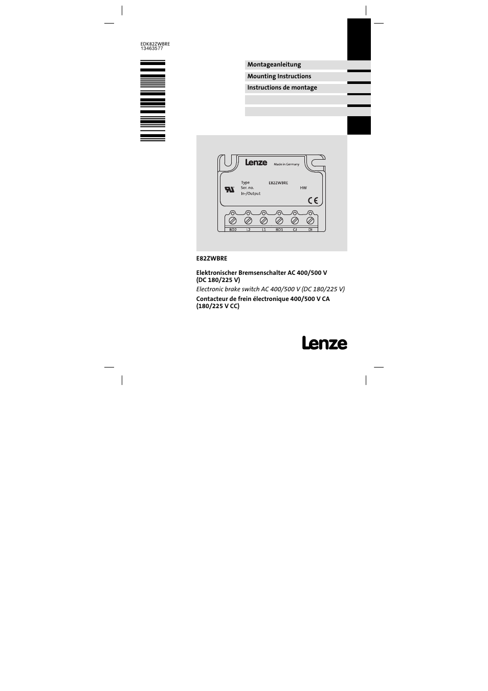 Lenze E82ZWBRE User Manual | 64 pages