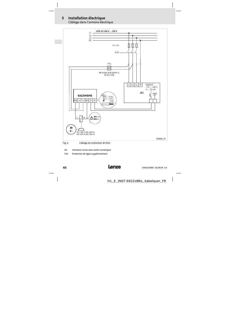 5installation électrique | Lenze E82ZWBRE User Manual | Page 60 / 64
