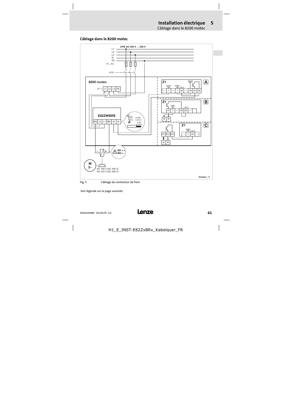 Câblage dans le 8200 motec, Installation électrique | Lenze E82ZWBRE User Manual | Page 61 / 64