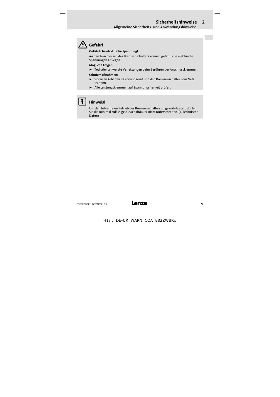 Lenze E82ZWBRE User Manual | Page 9 / 64