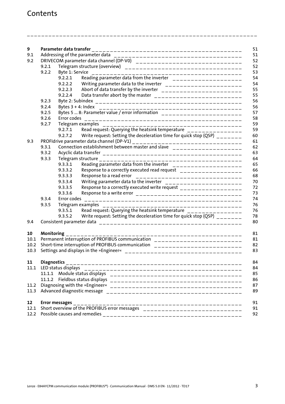 Lenze E84AYCPM User Manual | Page 3 / 115