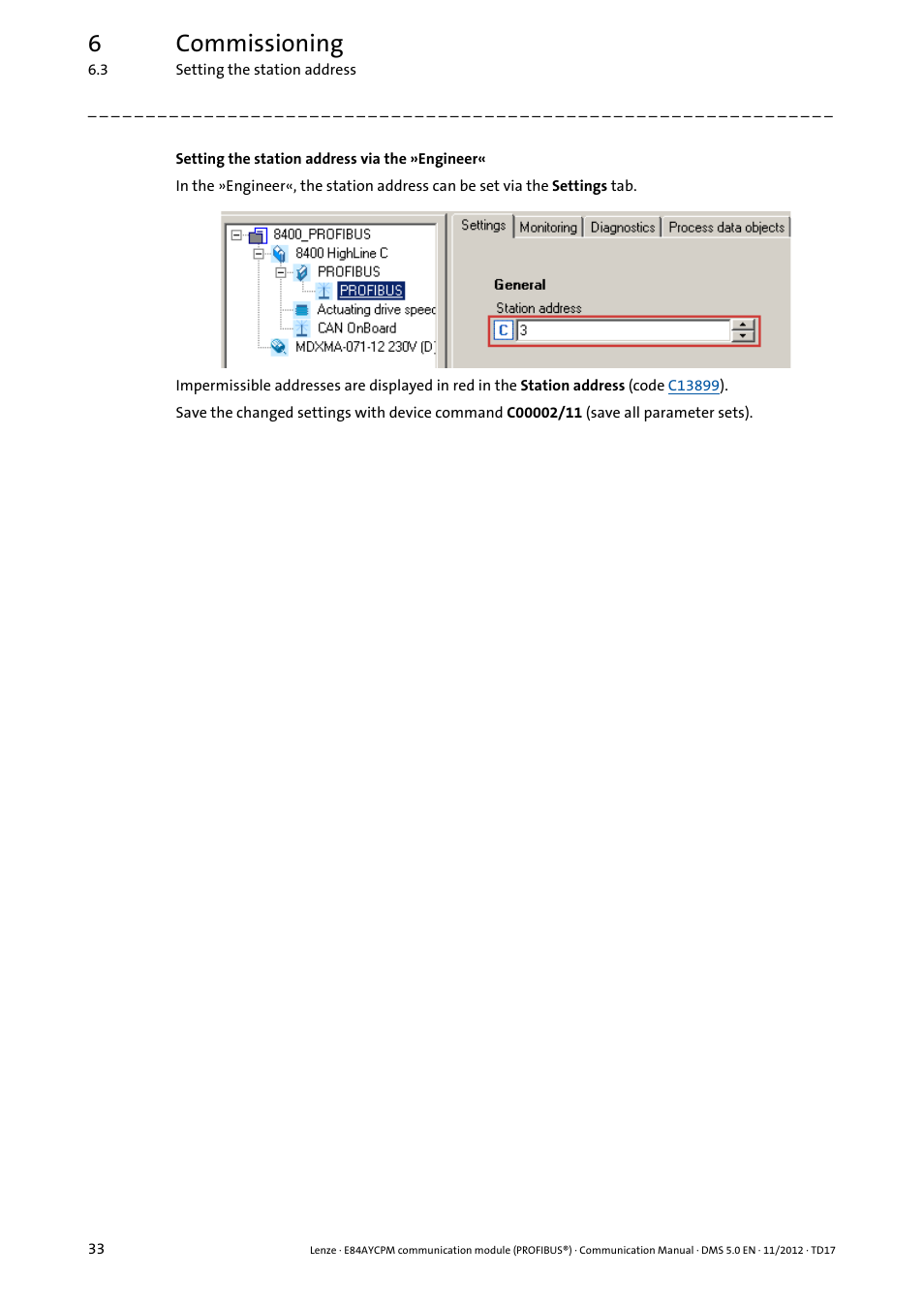 6commissioning | Lenze E84AYCPM User Manual | Page 33 / 115