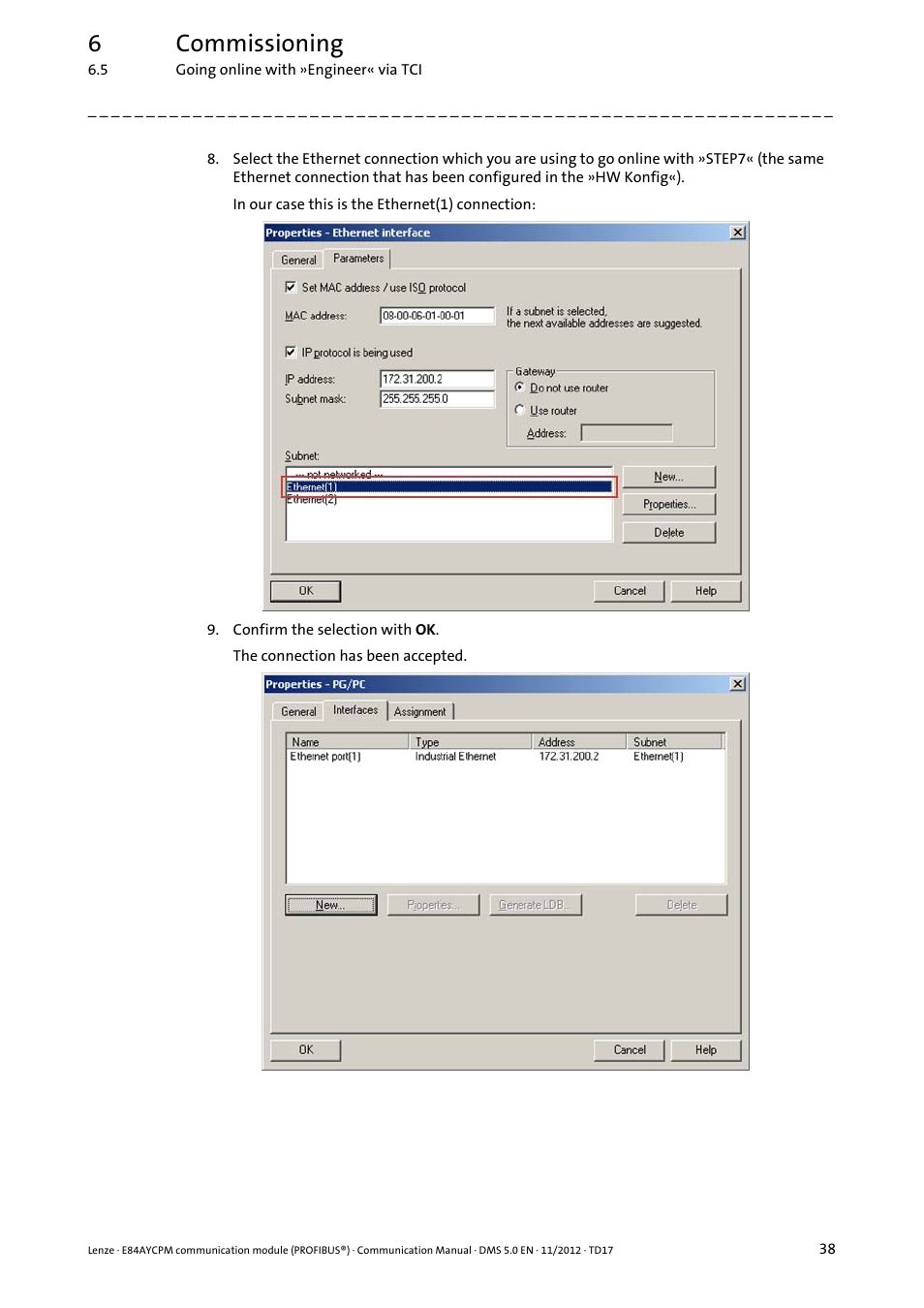 6commissioning | Lenze E84AYCPM User Manual | Page 38 / 115