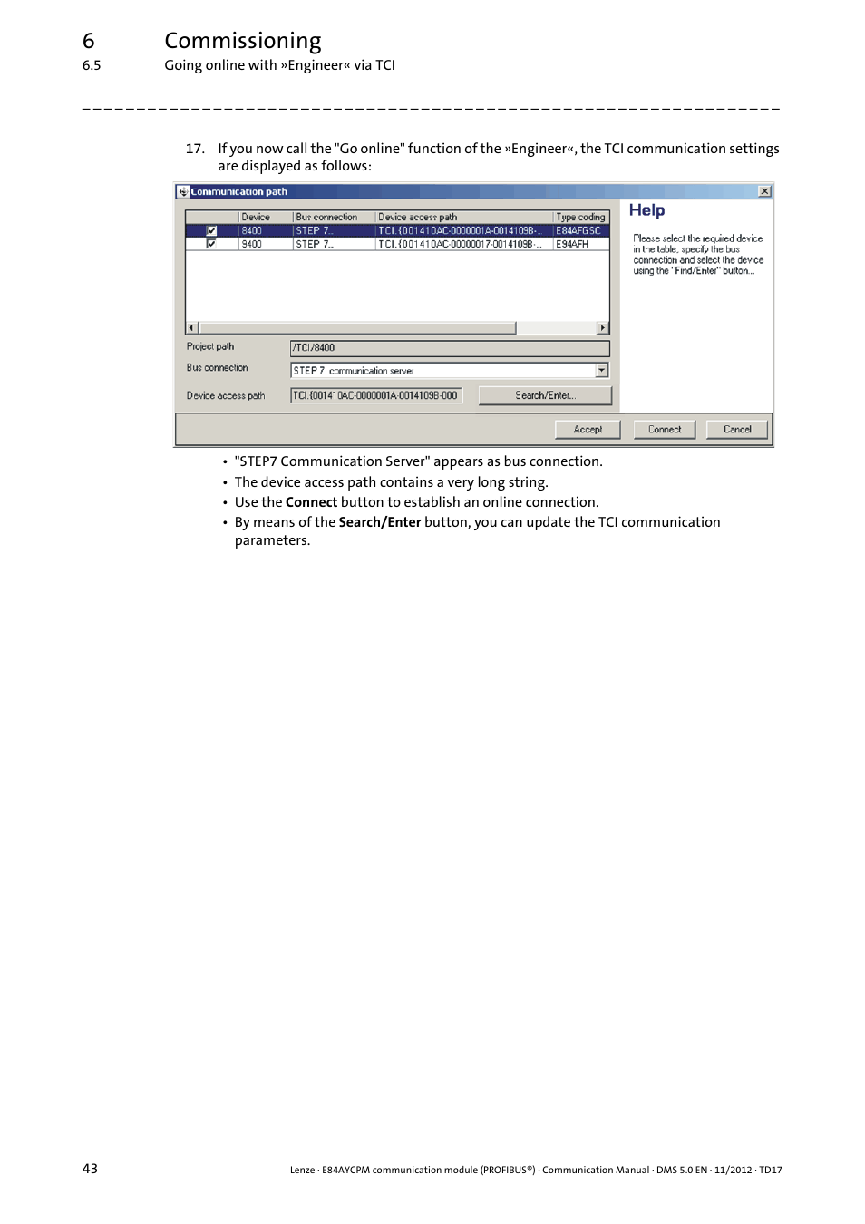 6commissioning | Lenze E84AYCPM User Manual | Page 43 / 115