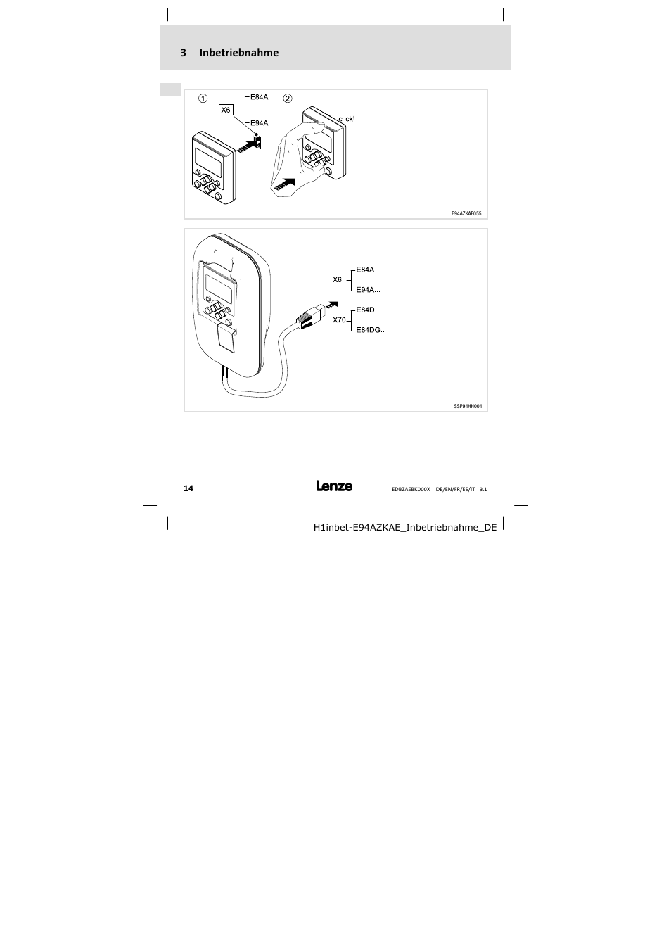 Inbetriebnahme | Lenze EZAEBK2001 User Manual | Page 14 / 94