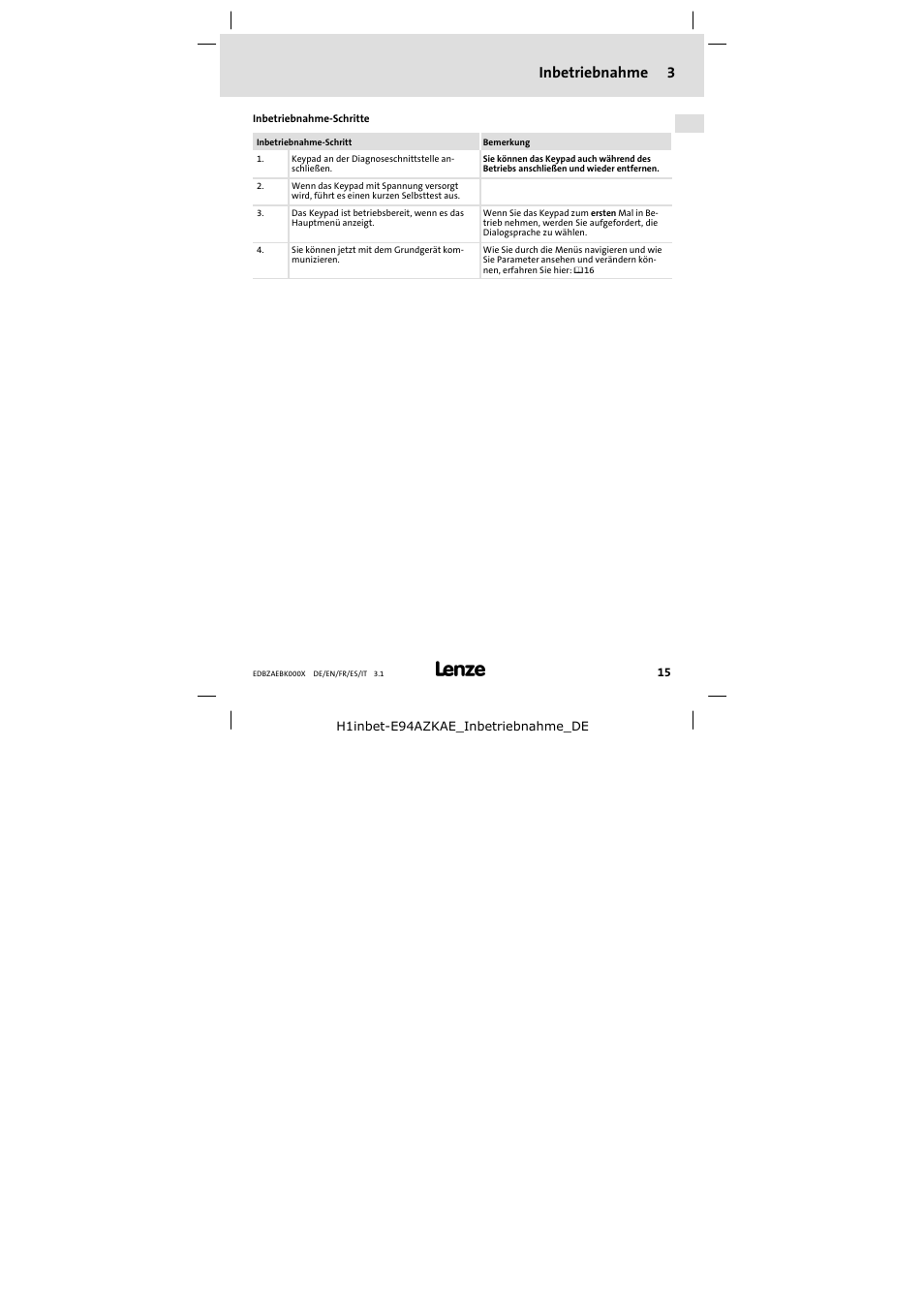 Inbetriebnahme 3 | Lenze EZAEBK2001 User Manual | Page 15 / 94