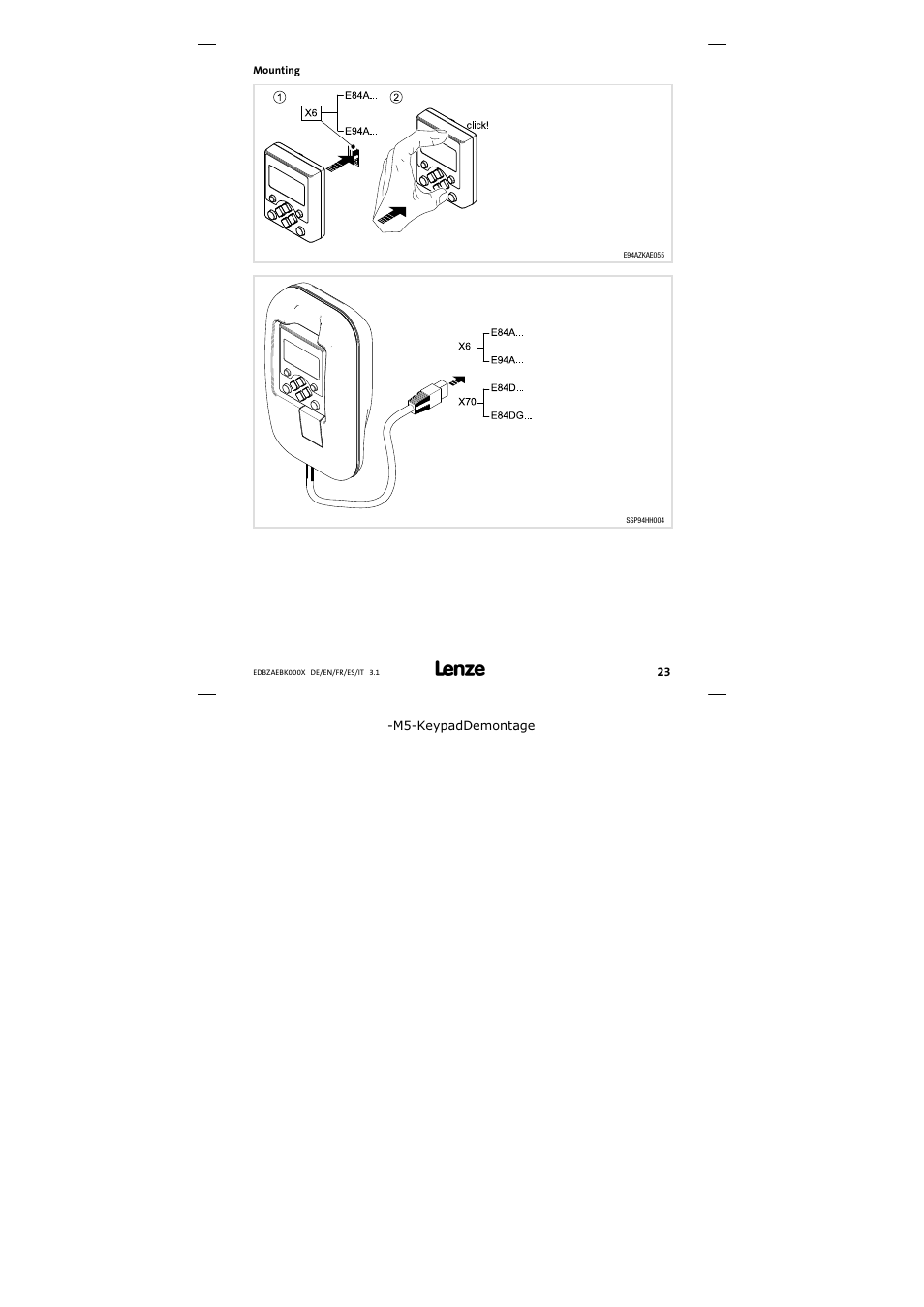 Mounting | Lenze EZAEBK2001 User Manual | Page 23 / 94