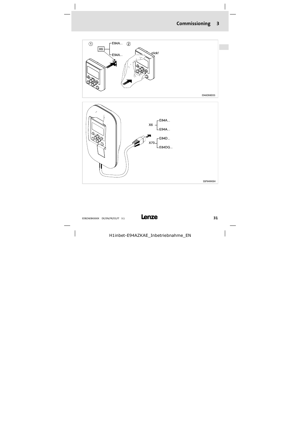 Commissioning, Commissioning 31 | Lenze EZAEBK2001 User Manual | Page 31 / 94