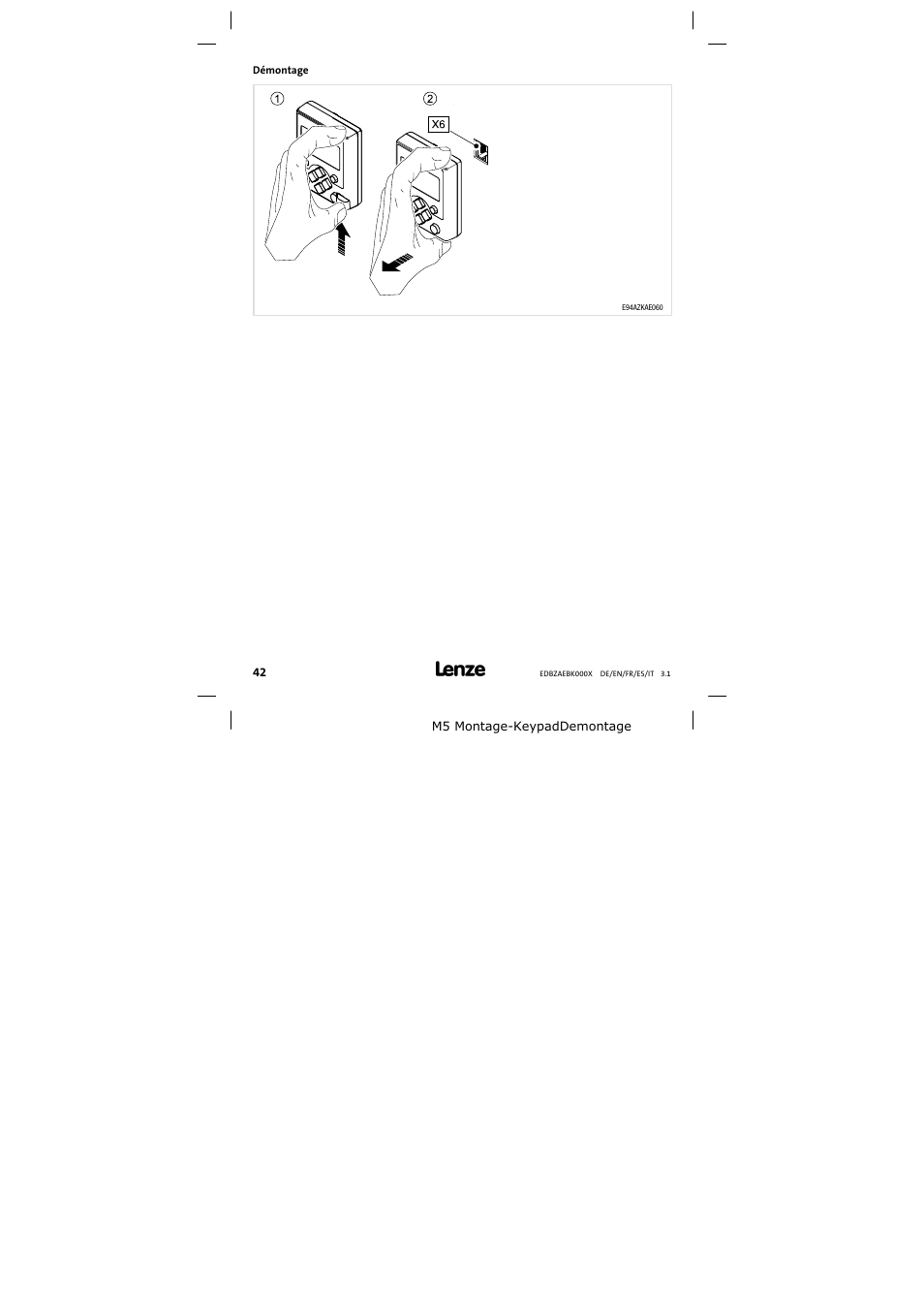 Démontage | Lenze EZAEBK2001 User Manual | Page 42 / 94