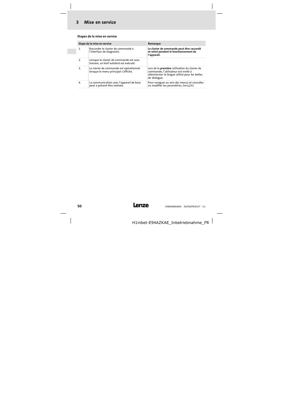 3mise en service | Lenze EZAEBK2001 User Manual | Page 50 / 94