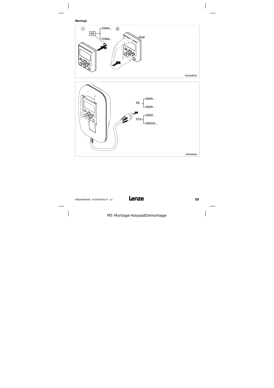Montaje | Lenze EZAEBK2001 User Manual | Page 59 / 94