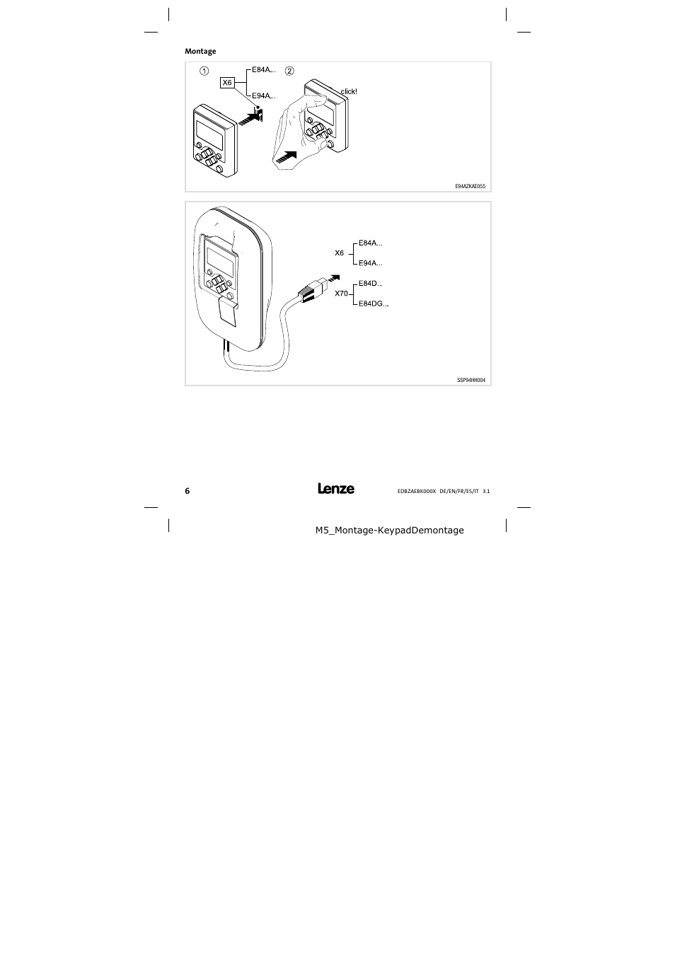 Montage | Lenze EZAEBK2001 User Manual | Page 6 / 94