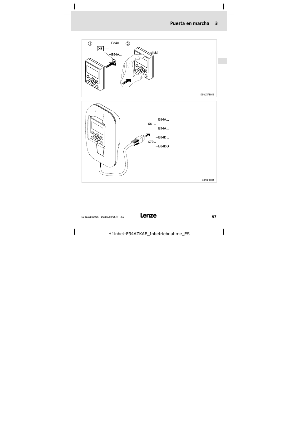 Puesta en marcha | Lenze EZAEBK2001 User Manual | Page 67 / 94