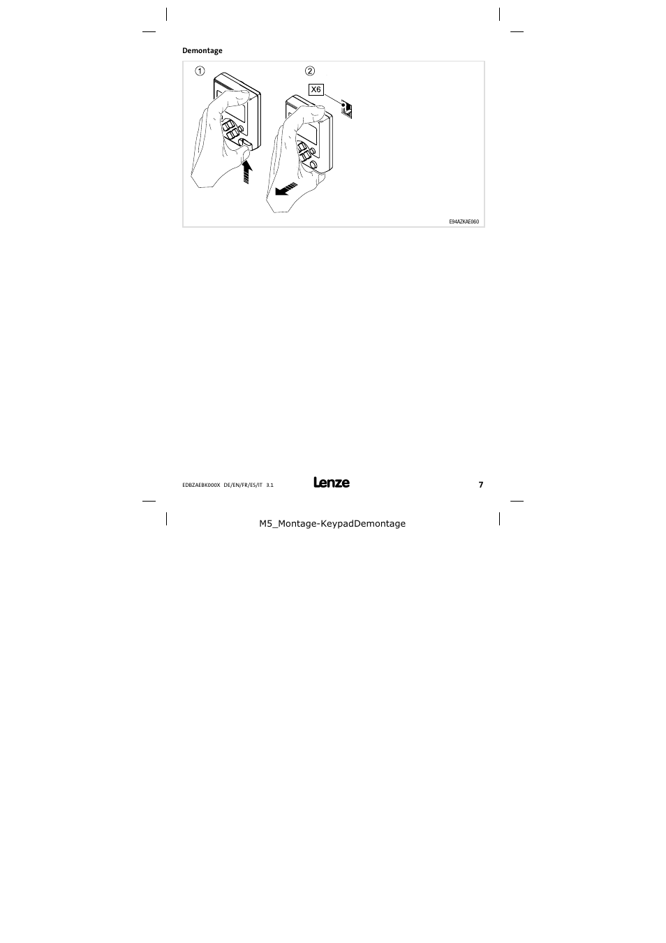 Demontage | Lenze EZAEBK2001 User Manual | Page 7 / 94
