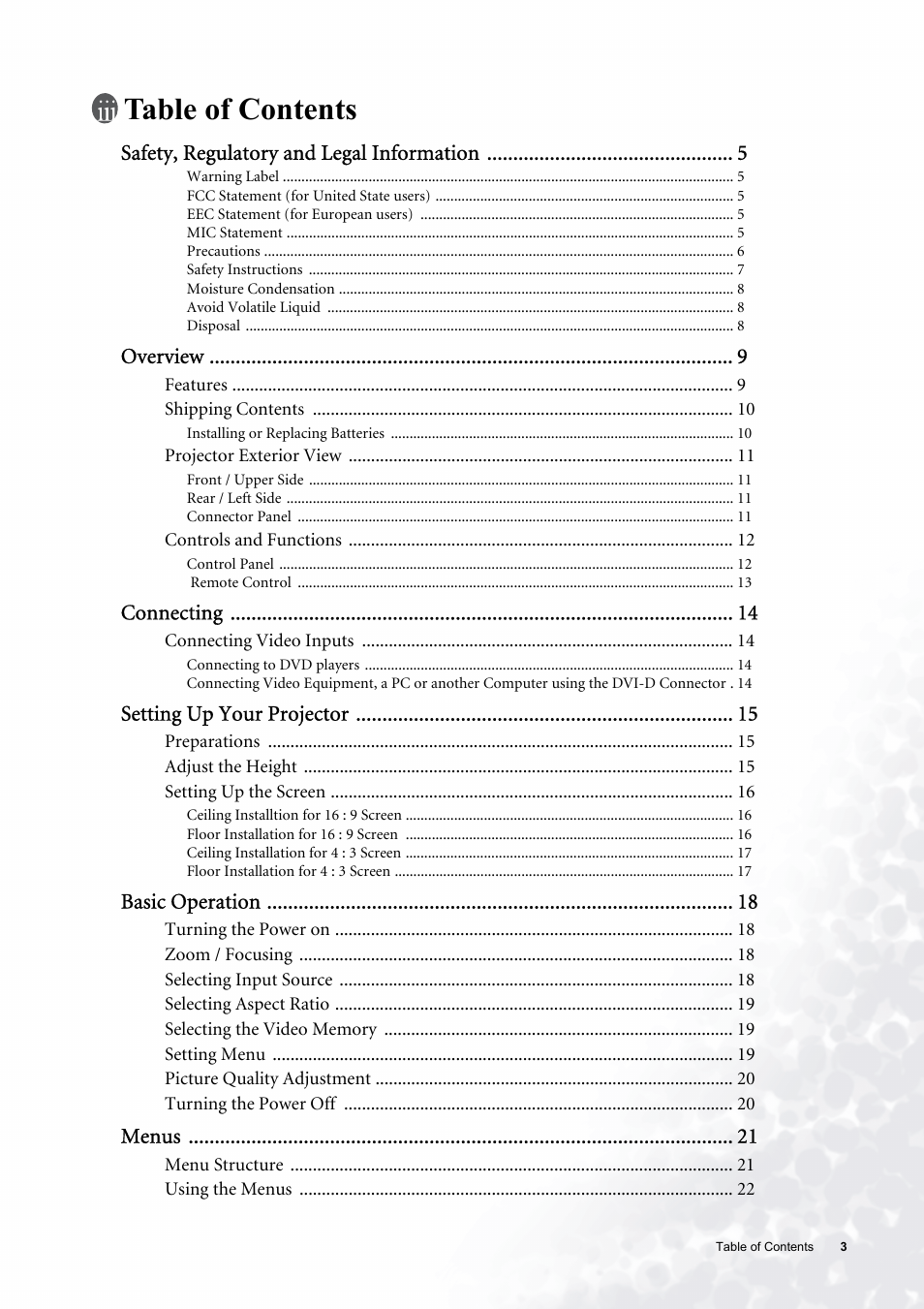 BenQ PE6800 User Manual | Page 3 / 33