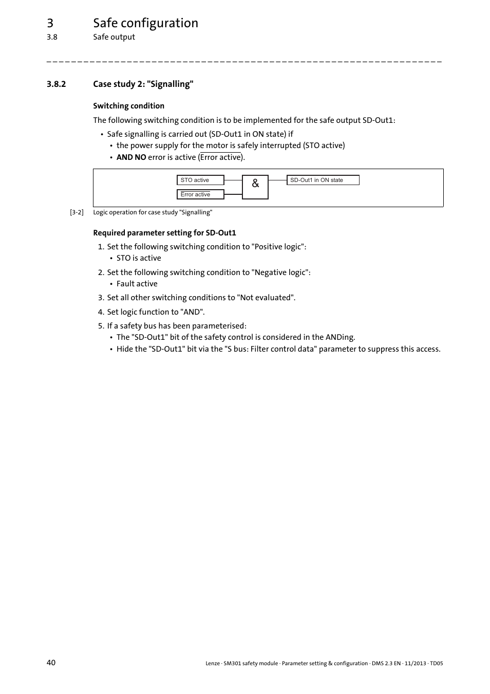 2 case study 2: "signalling, Case study 2: "signalling, 3safe configuration | Lenze E94AYAE SM301 User Manual | Page 40 / 134