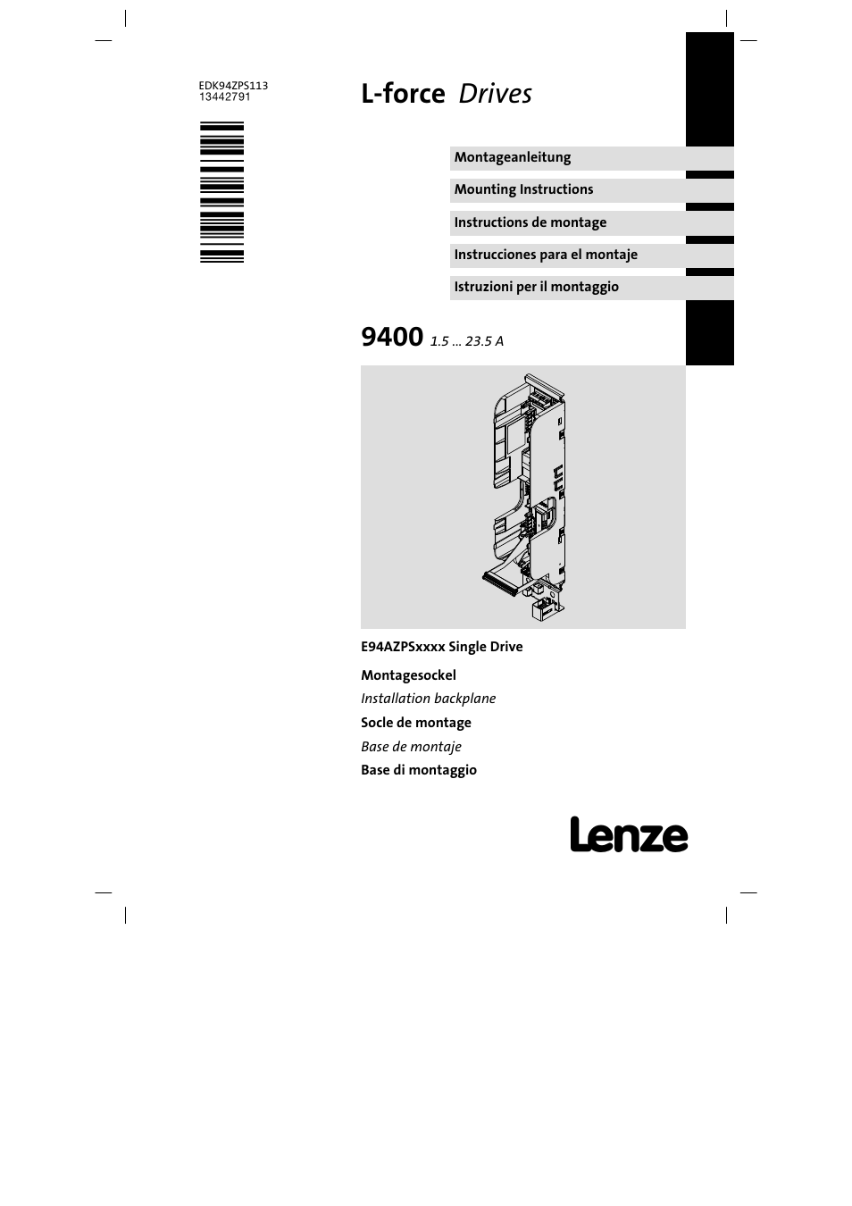 Lenze E94AZPS User Manual | 114 pages